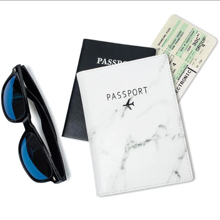 Marble Leather Passport Folder