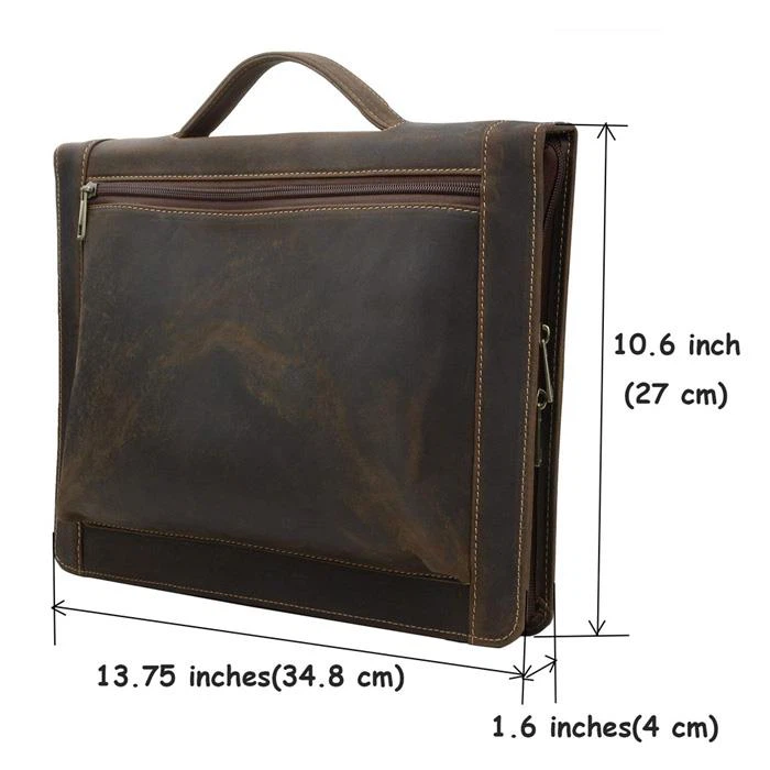 Real Leather Compendium Zipper