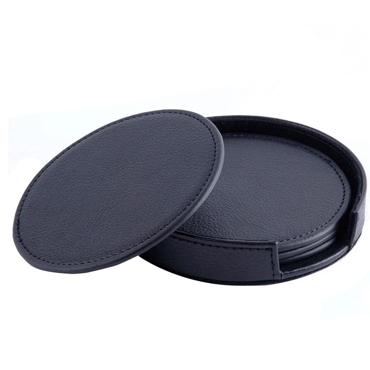 Round Leather Coaster Set